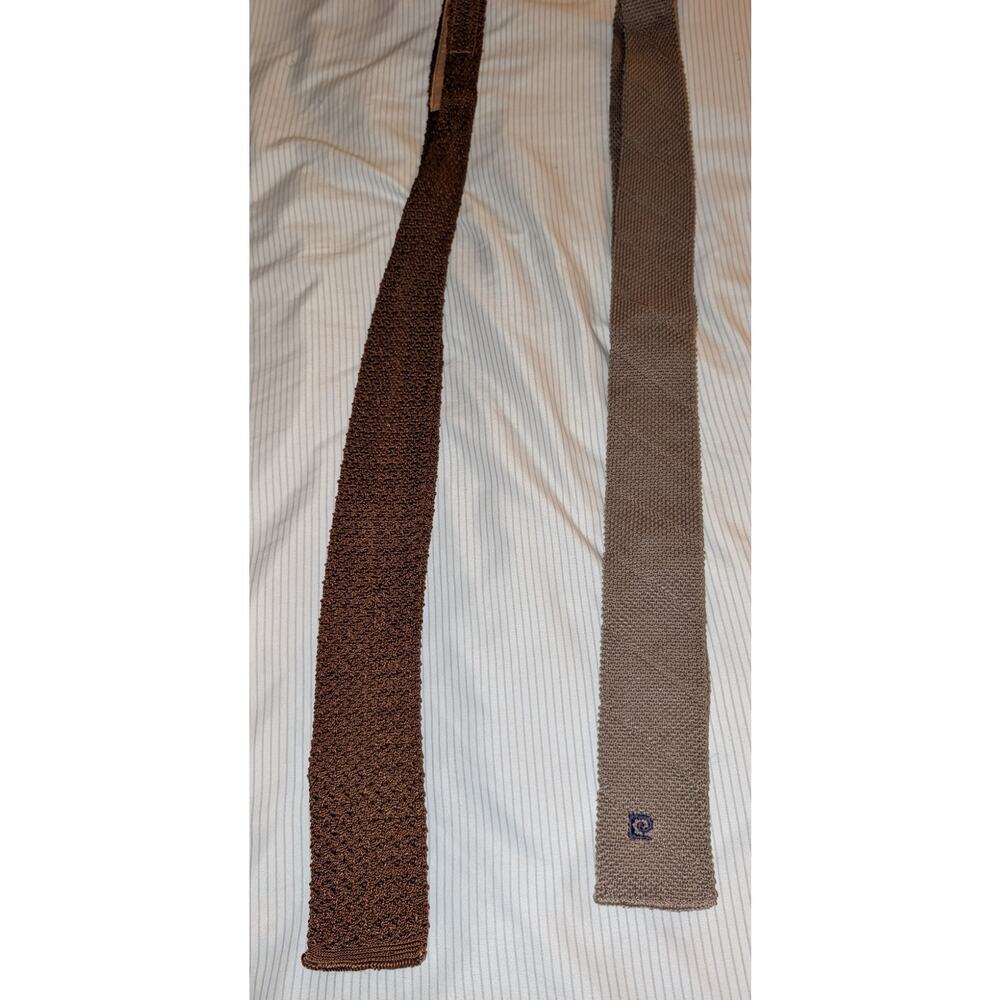 2 Men's Vintage Knitted Ties Pierre Cardin Holly Vogue